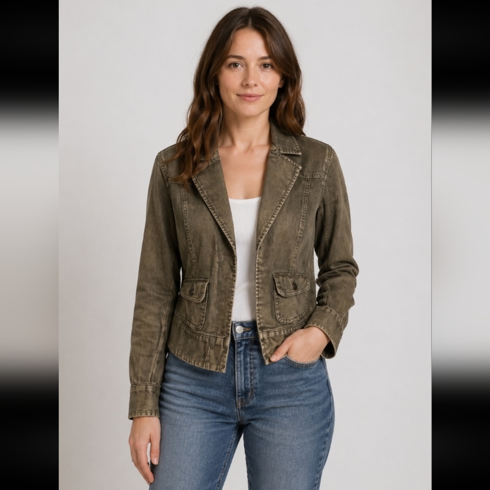 Gap 1969 overall faded olive jean jacket M